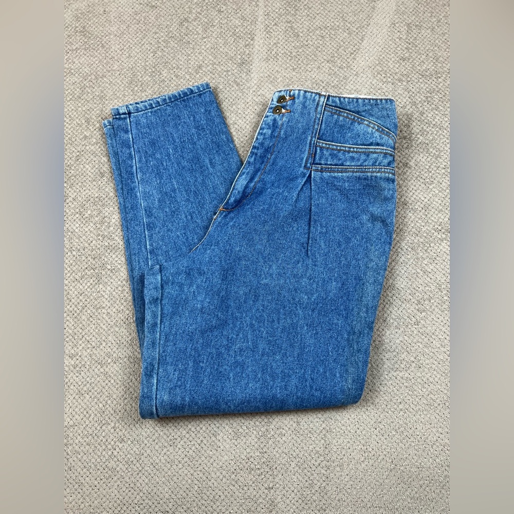 Bon Jour Vintage 80s Women’s Size 13/14 High Rise Taper Leg Pleated Front Jeans